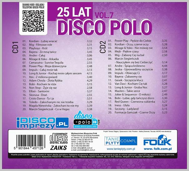 VA - 25 Lat Disco Polo vol.7 2023 - VA - 25 lat Disco Polo. Vol.7 2CD 2023 - Back.jpg